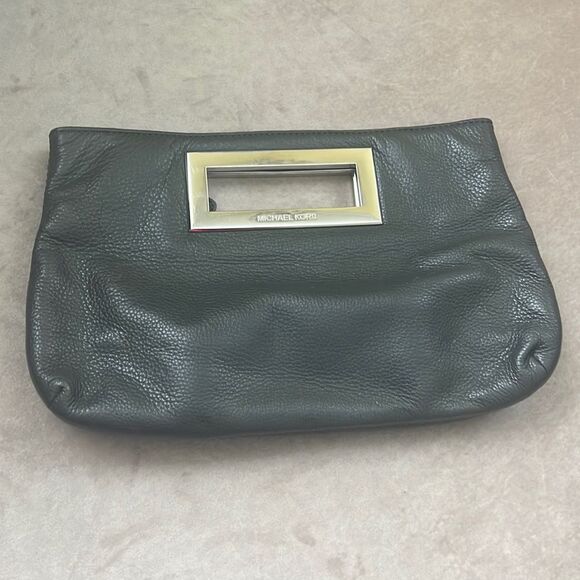 *Michael Kors* Berkely Graphite Grey Grained Leather Clutch Handbag - Picture 1 of 7